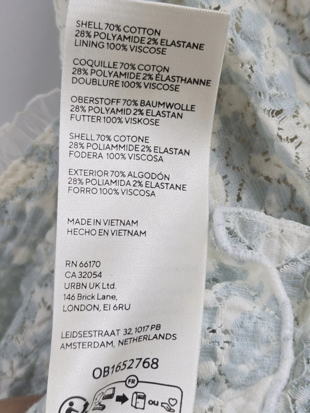 Free People Oh Baby Lace Top Light Blue Floral Puff Sleeve Peasant